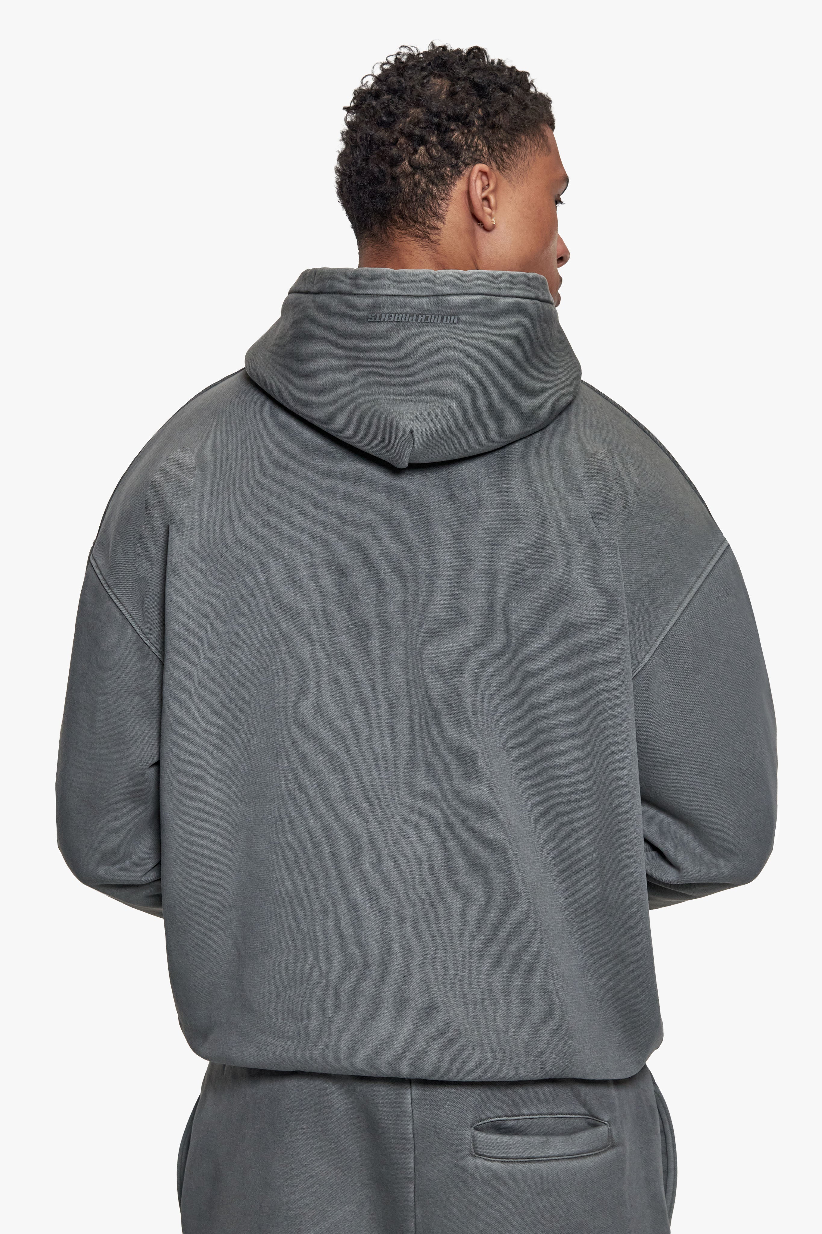 BASIC HOODIE ACID WASHED GREY