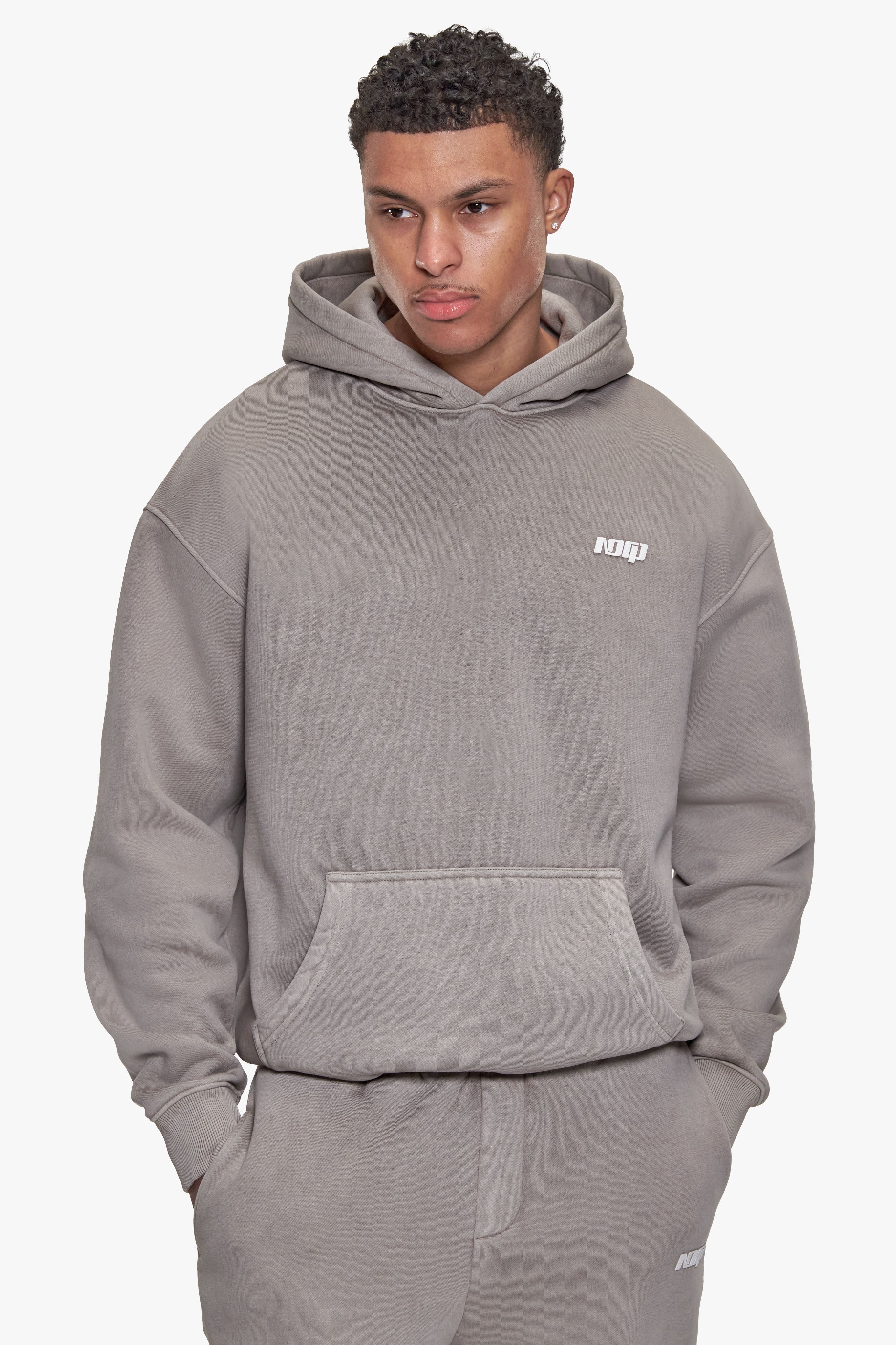 BASIC HOODIE ACID WASHED BEIGE