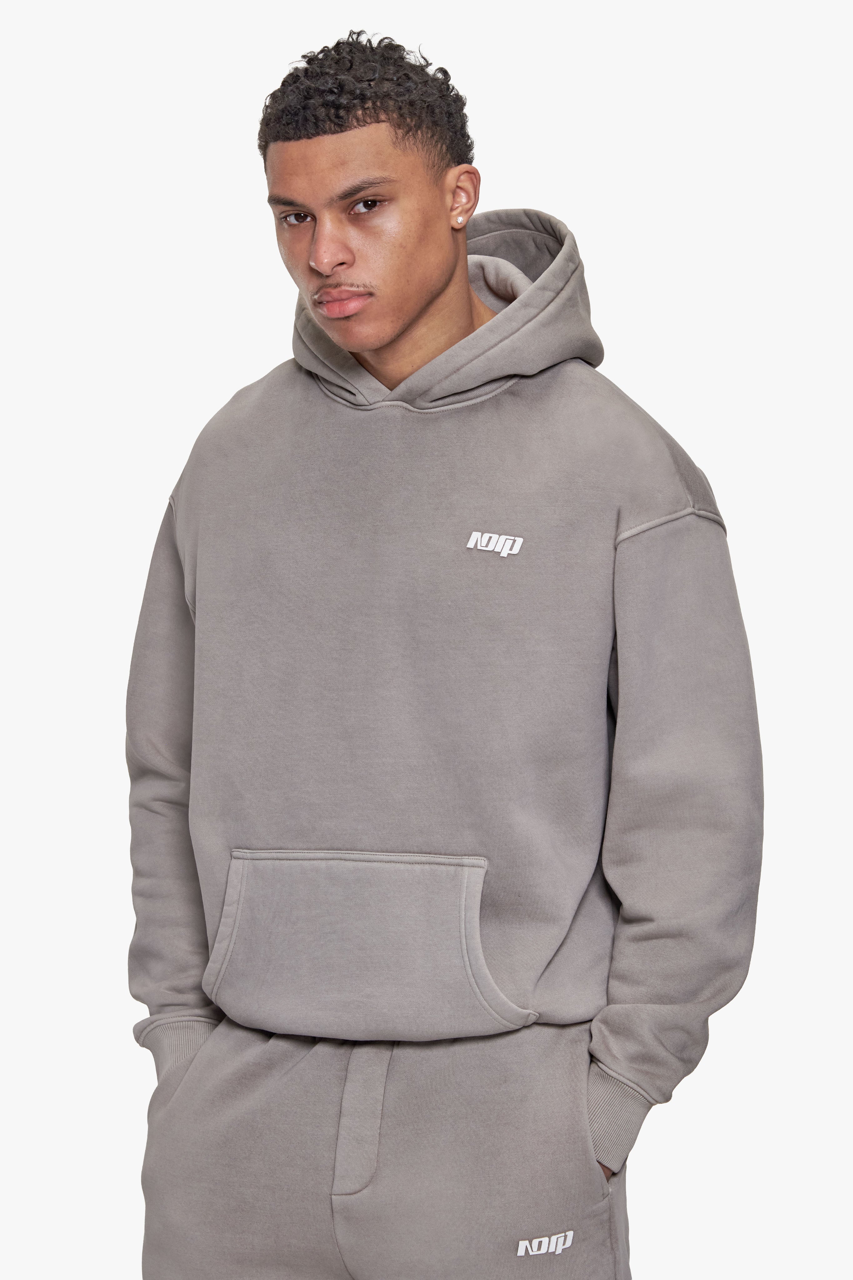BASIC HOODIE ACID WASHED BEIGE