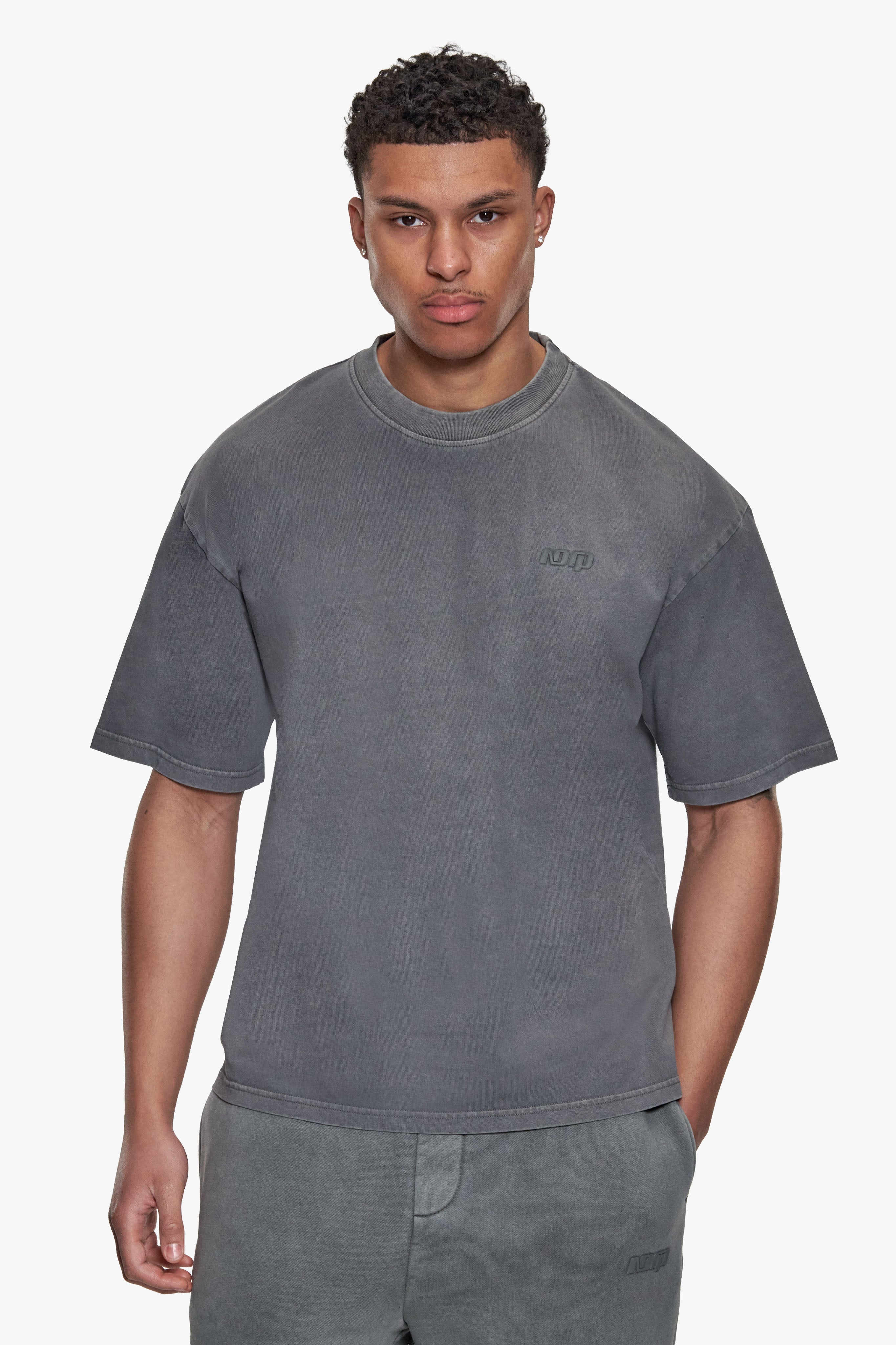 BASIC T-SHIRT ACID WASHED GREY