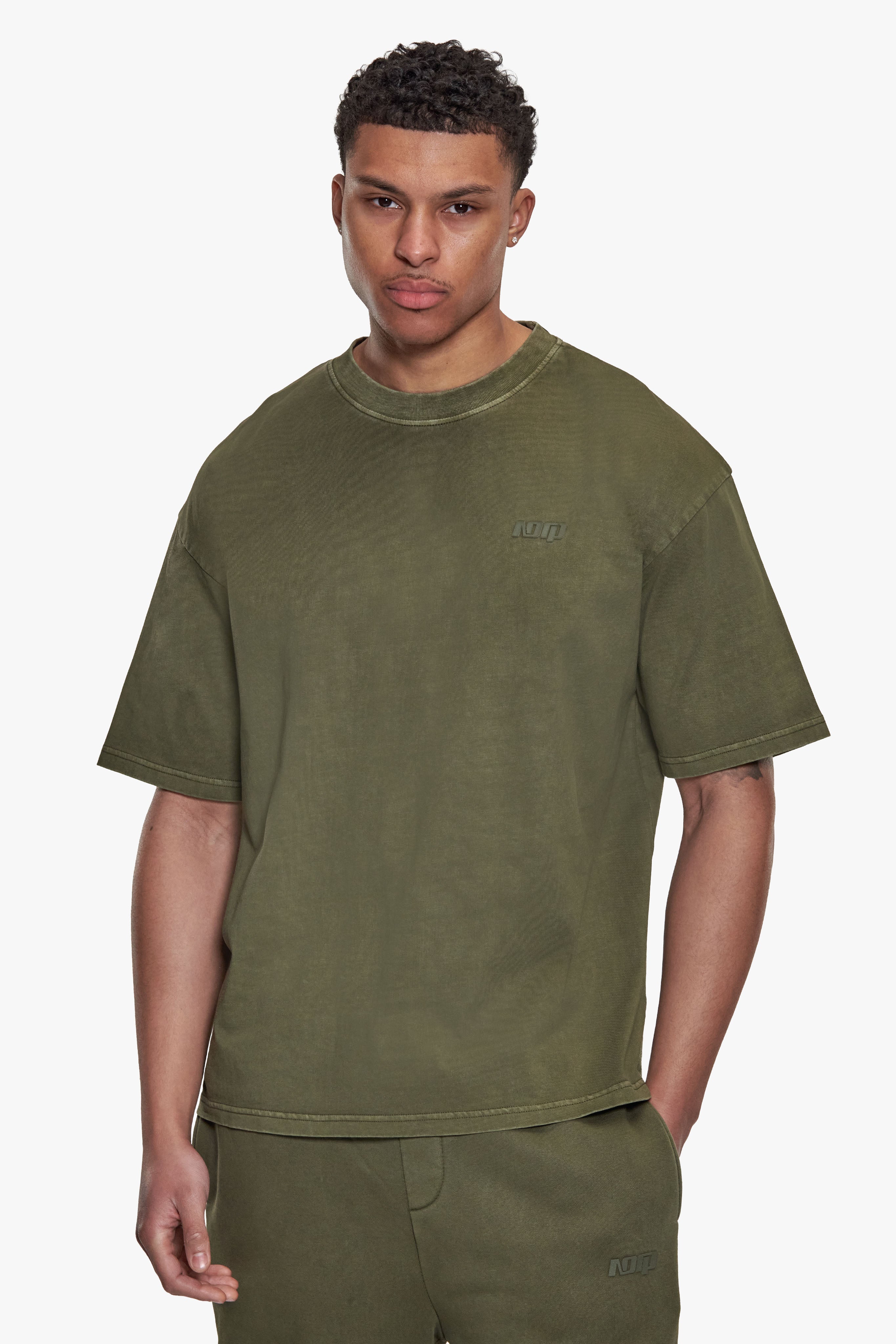 BASIC T-SHIRT ACID WASHED OLIVE