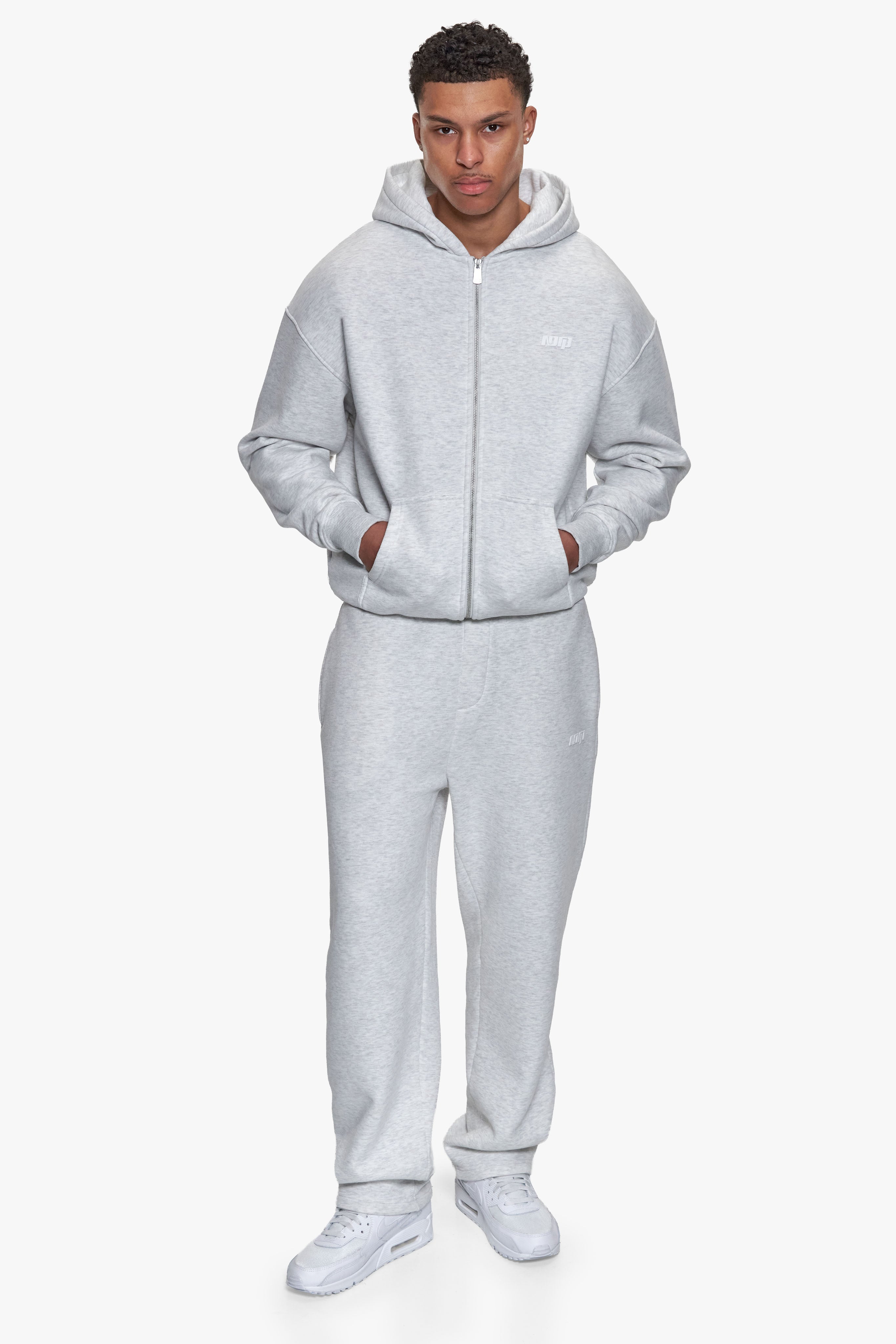 BASIC ZIP HOODIE GREY MELANGE