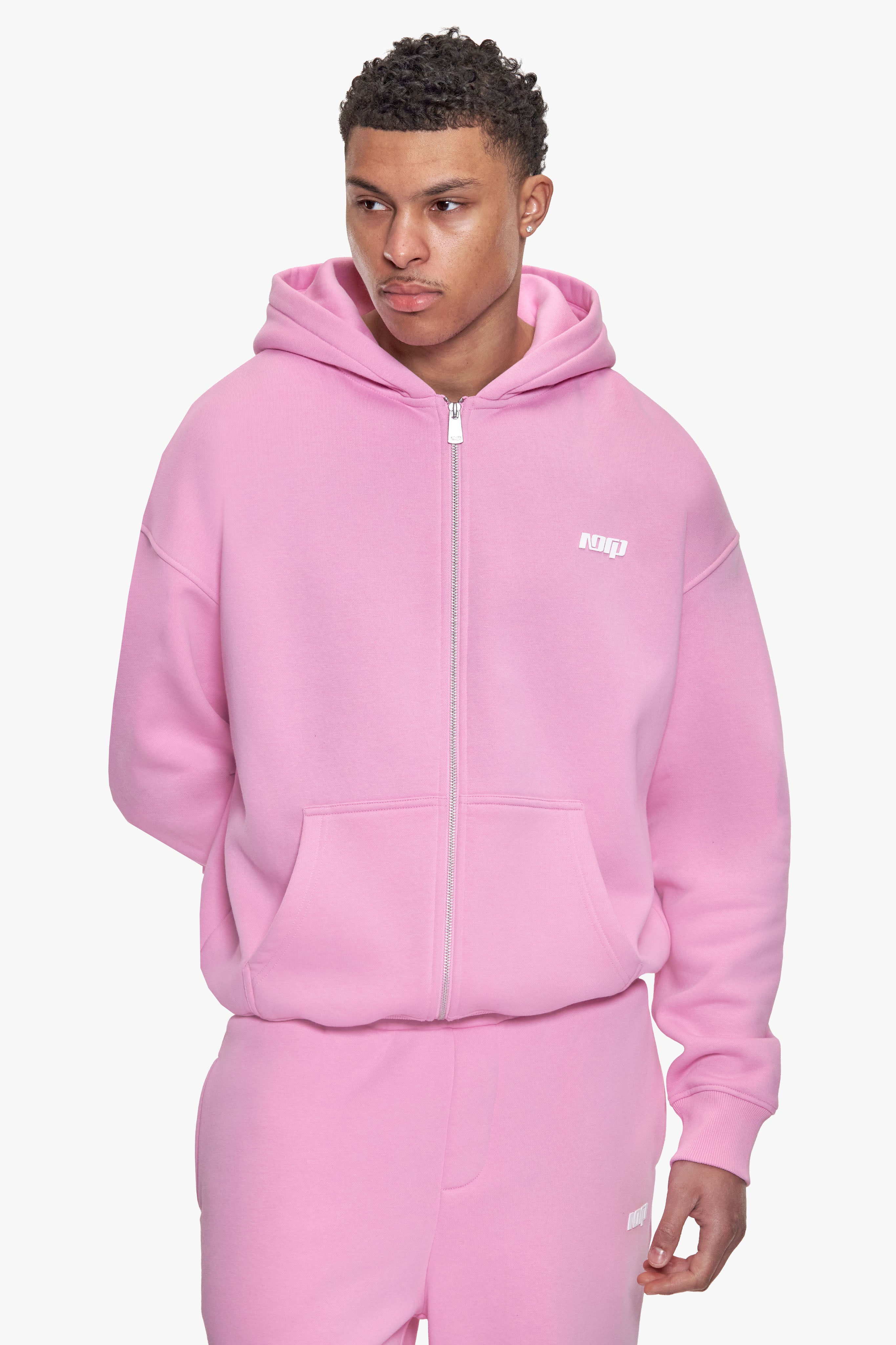BASIC ZIP HOODIE PINK