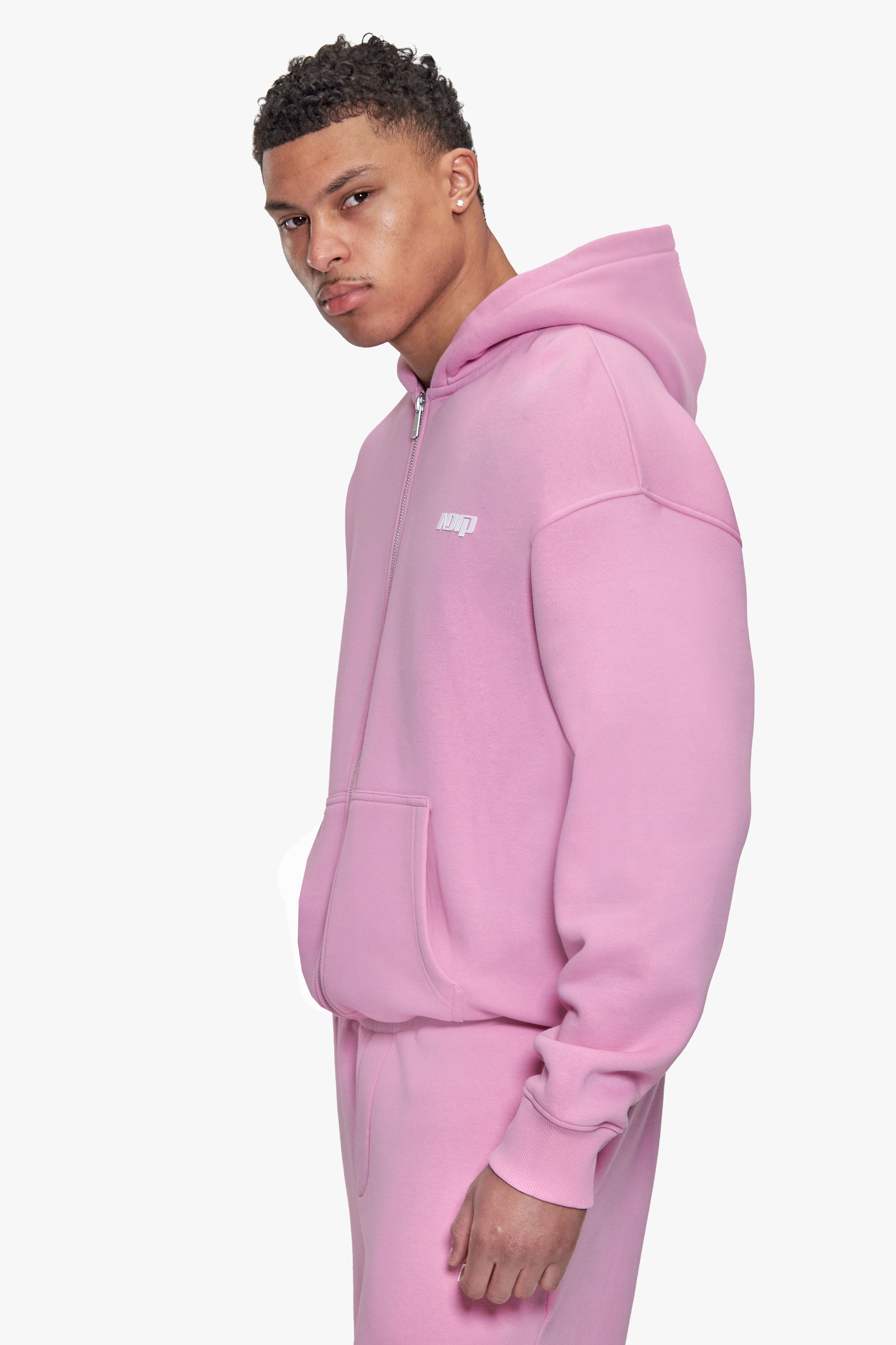 BASIC ZIP HOODIE PINK