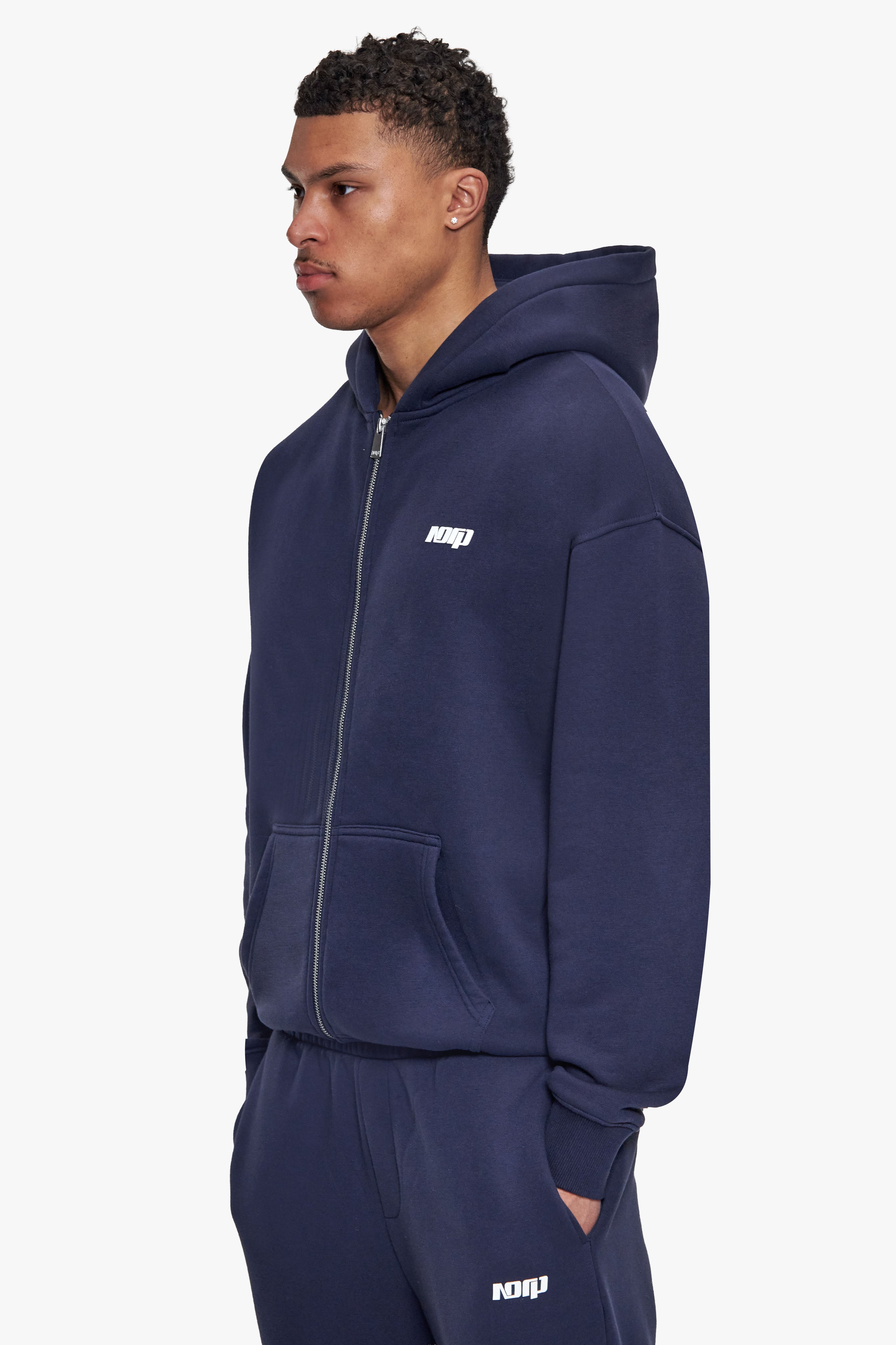 BASIC ZIP HOODIE SPACE BLUE