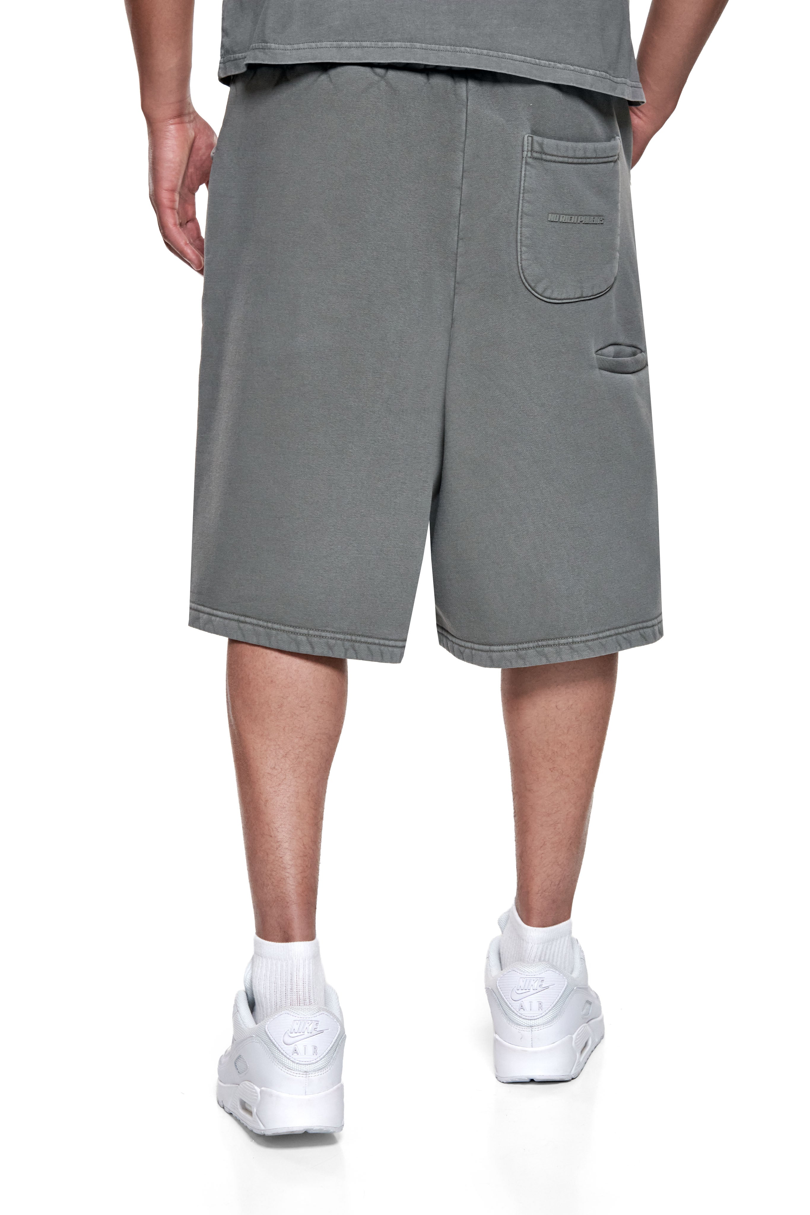 BASIC SWEAT SHORTS ACID WASHED GREY