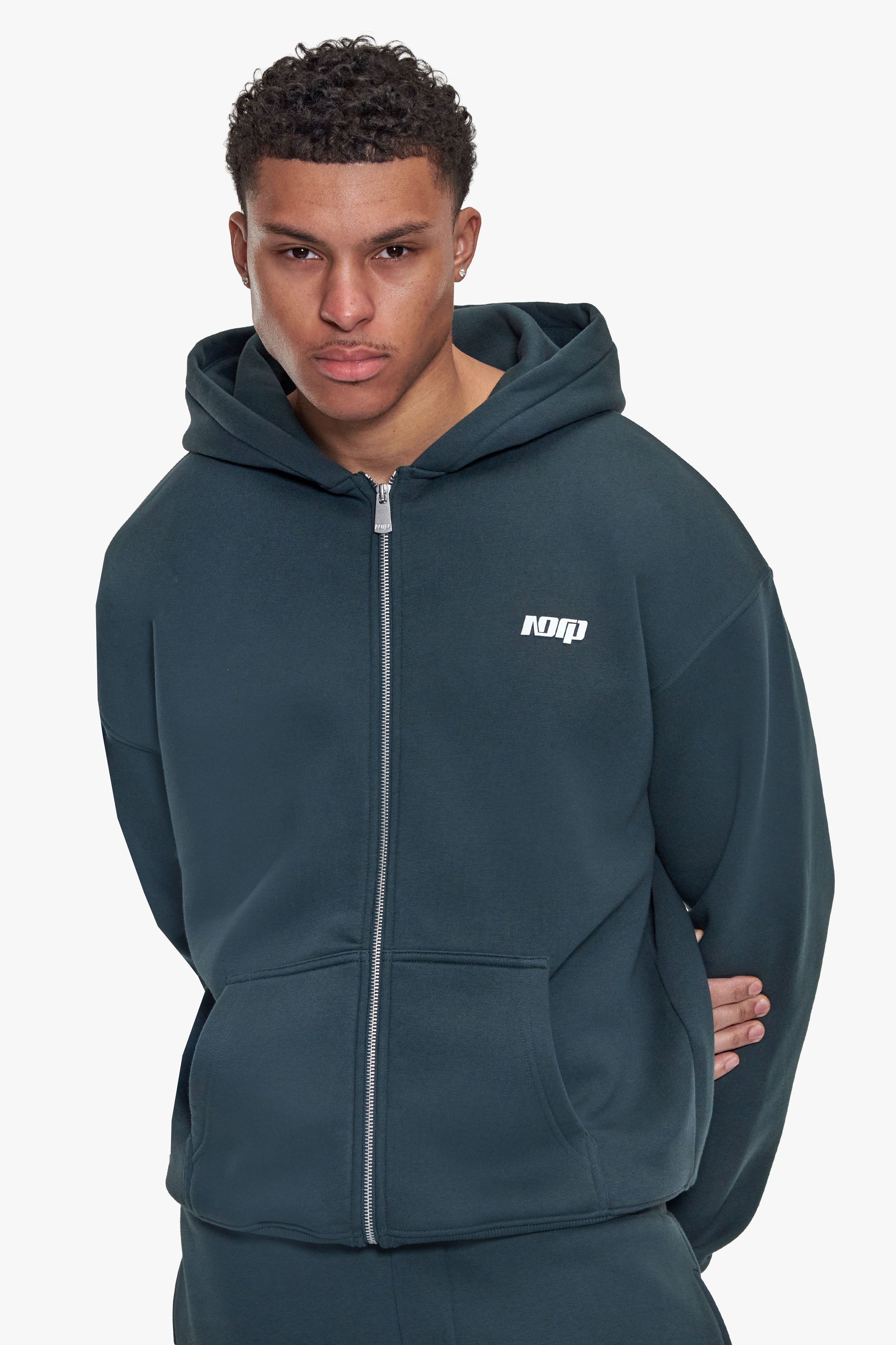 BASIC ZIP HOODIE MOSS GREEN