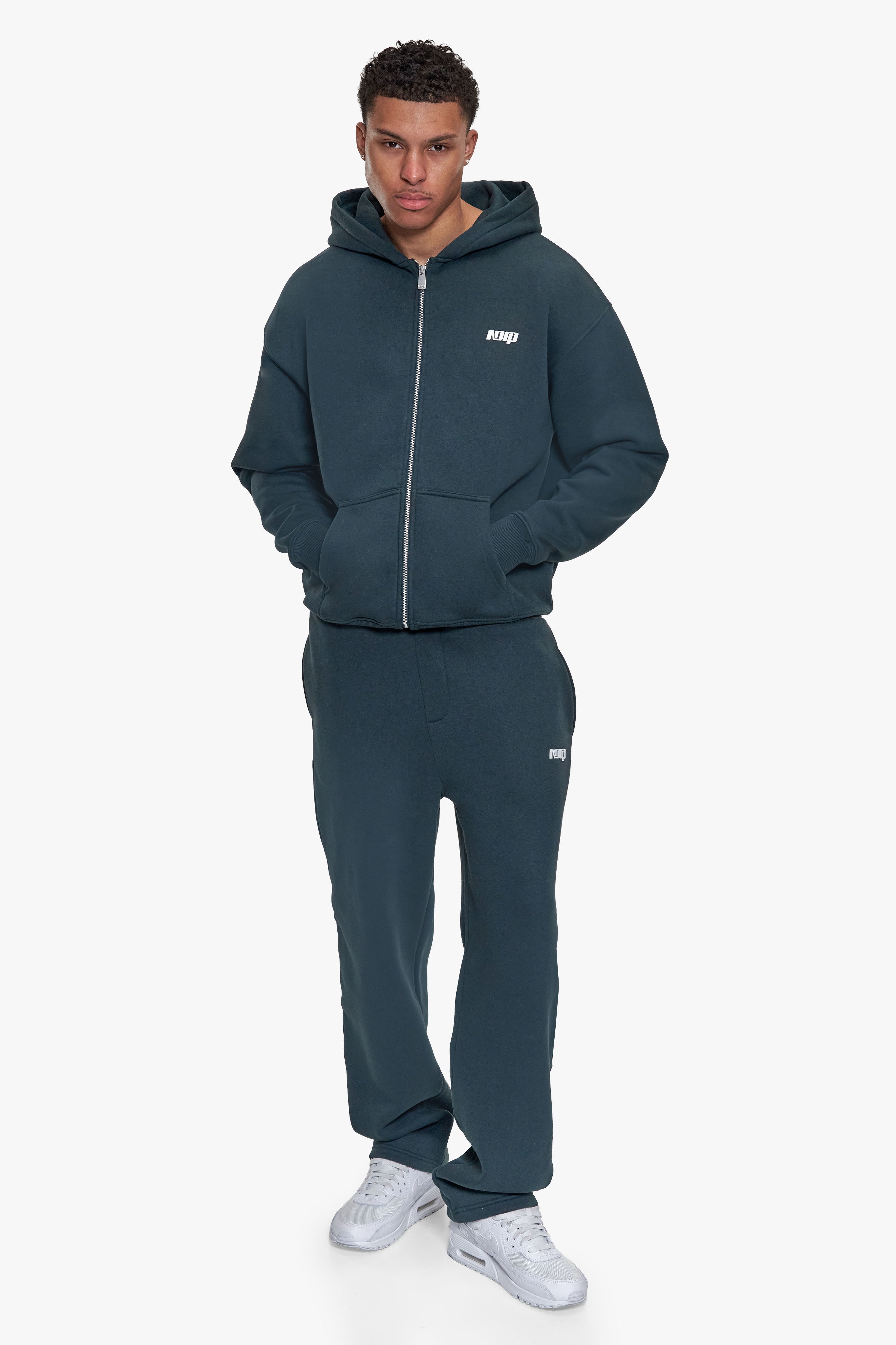 BASIC ZIP HOODIE MOSS GREEN