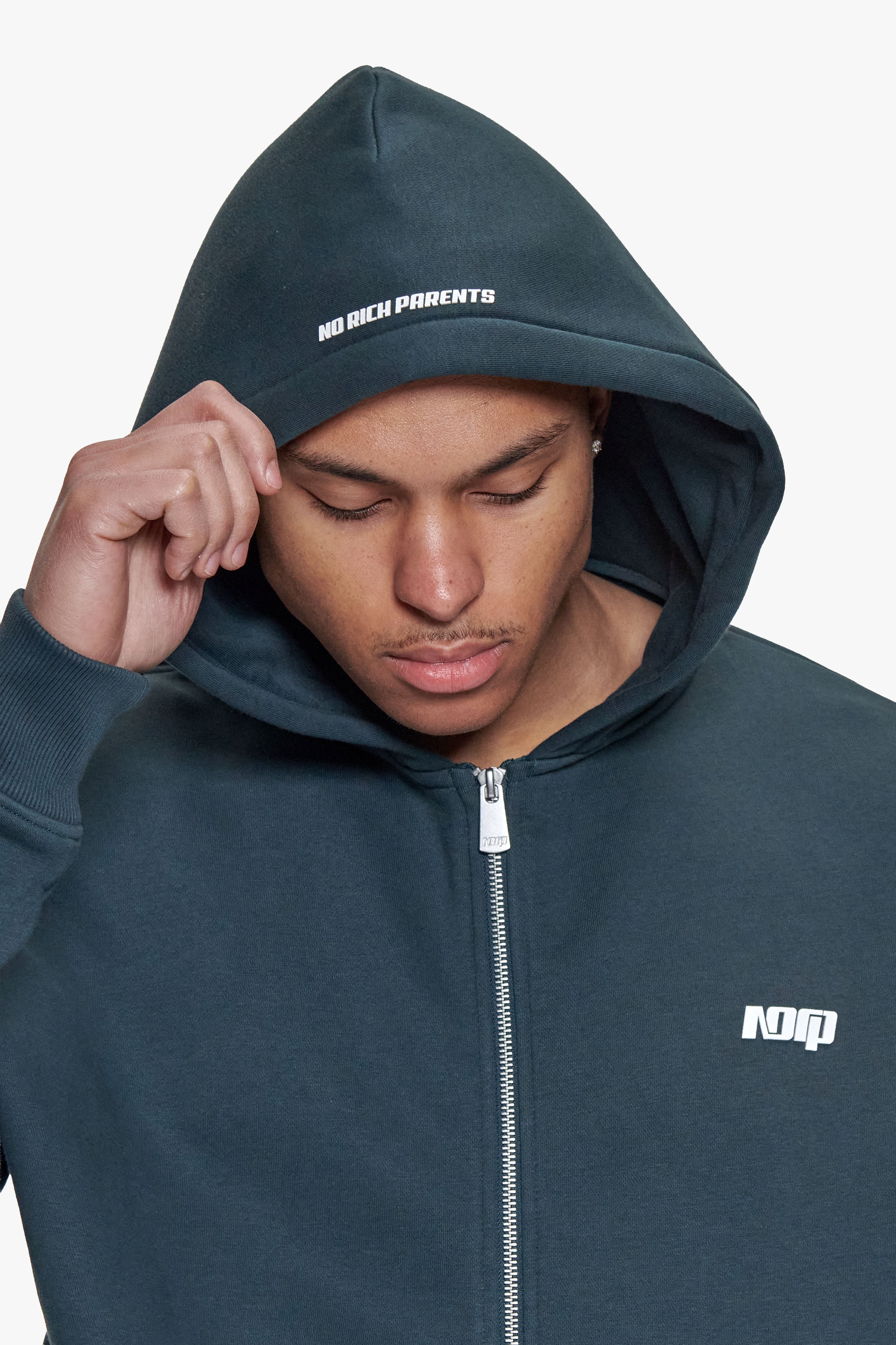 BASIC ZIP HOODIE MOSS GREEN
