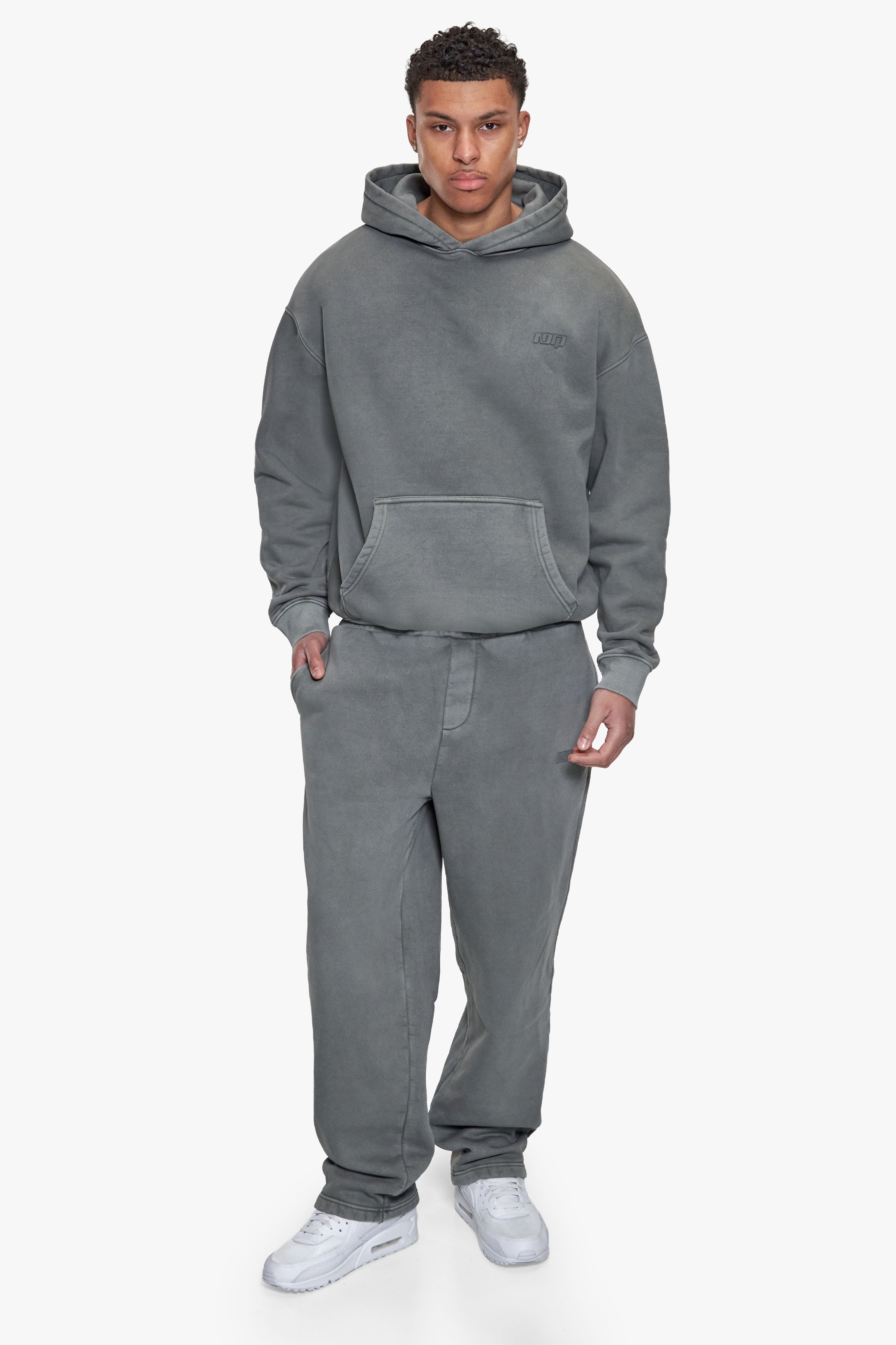 BASIC HOODIE ACID WASHED GREY