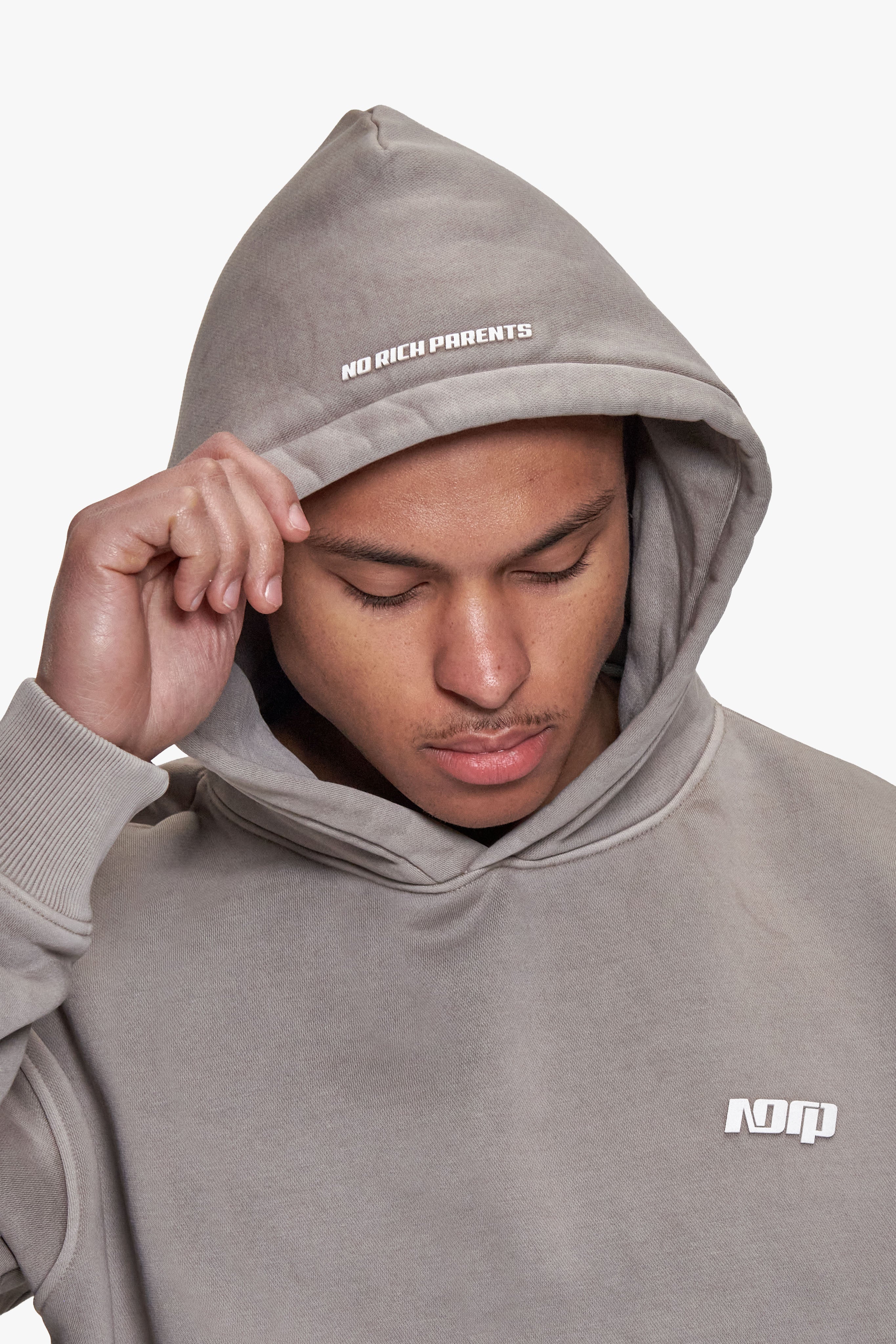 BASIC HOODIE ACID WASHED BEIGE