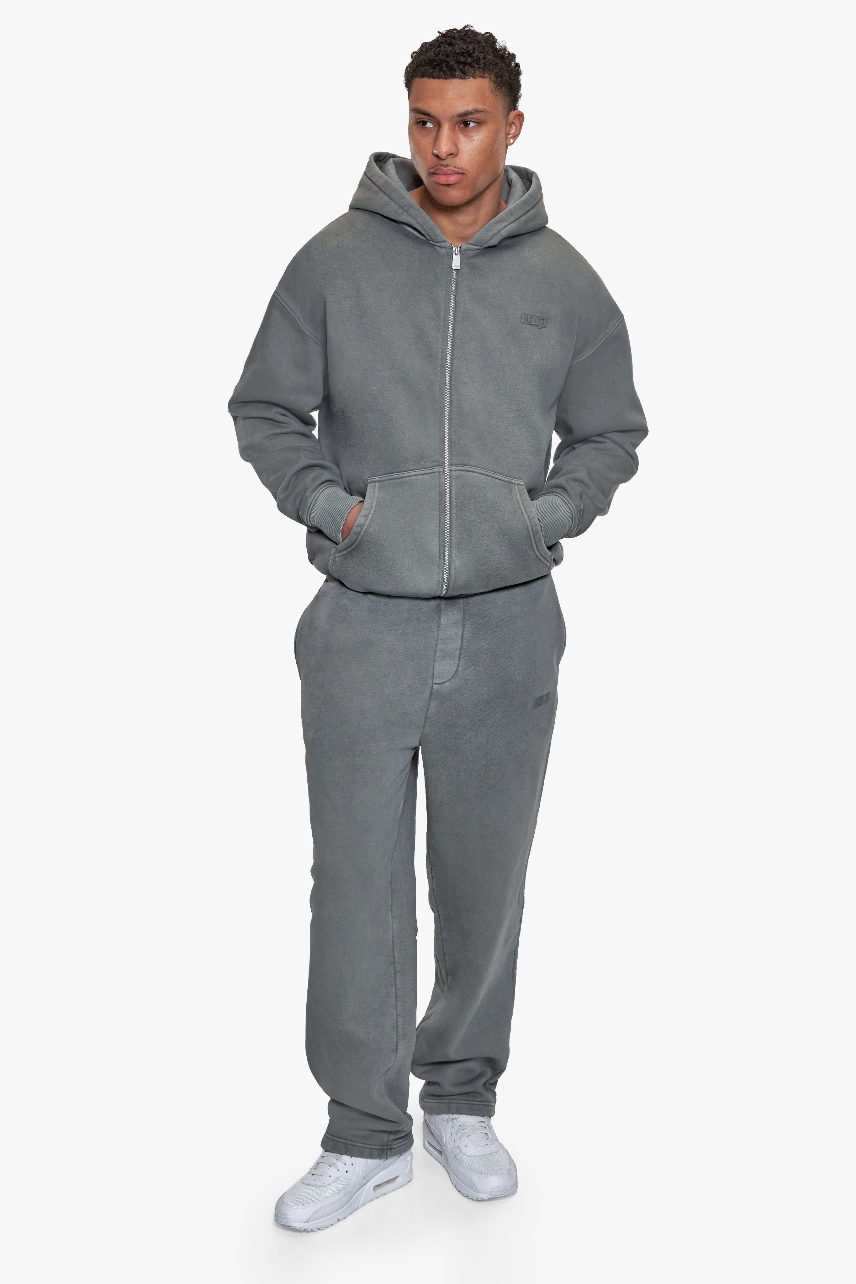 BASIC OPEN LEG JOGGER ACID WASHED GREY