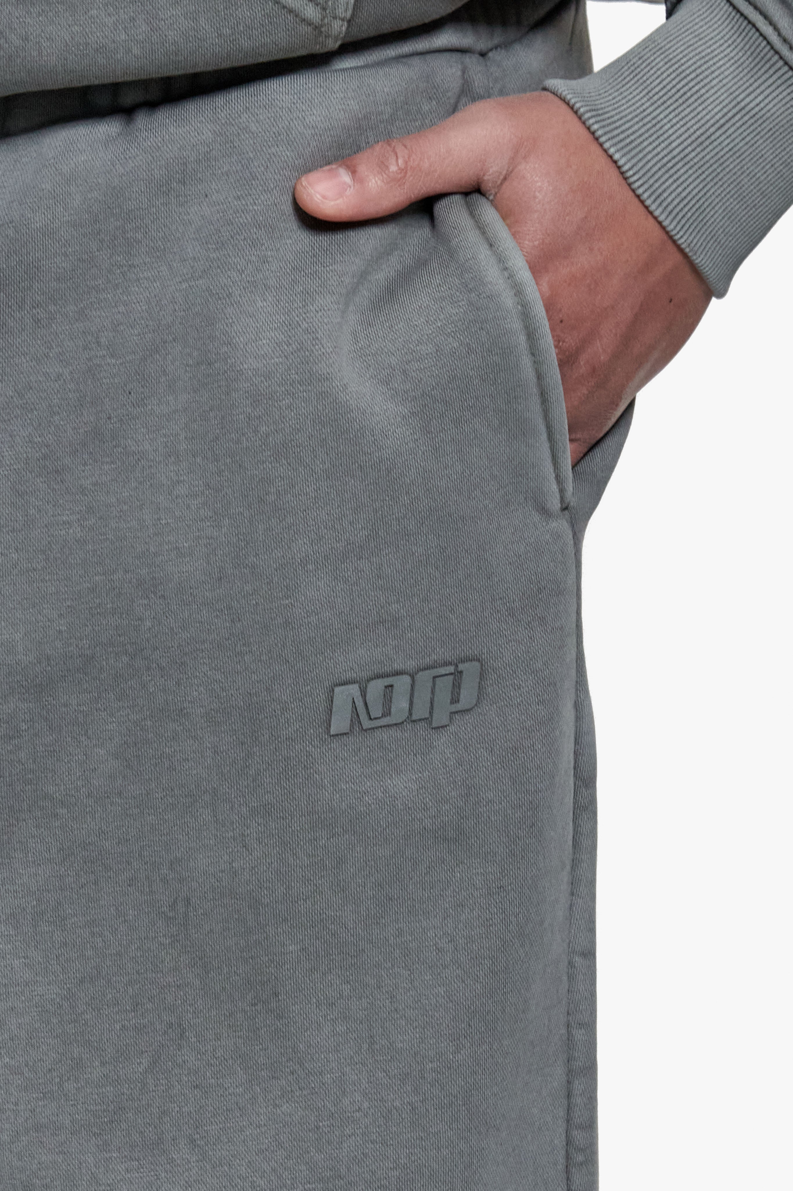 BASIC OPEN LEG JOGGER ACID WASHED GREY