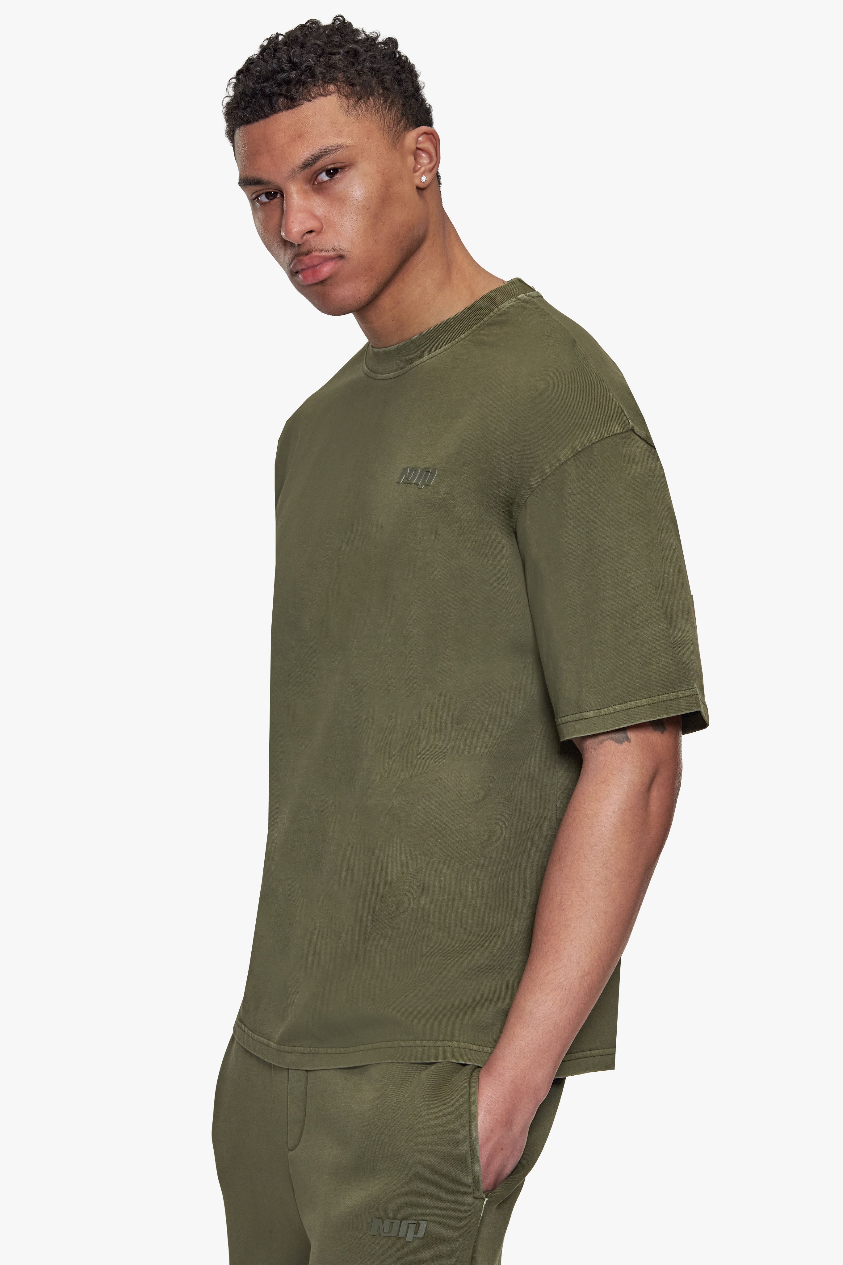 BASIC T-SHIRT ACID WASHED OLIVE
