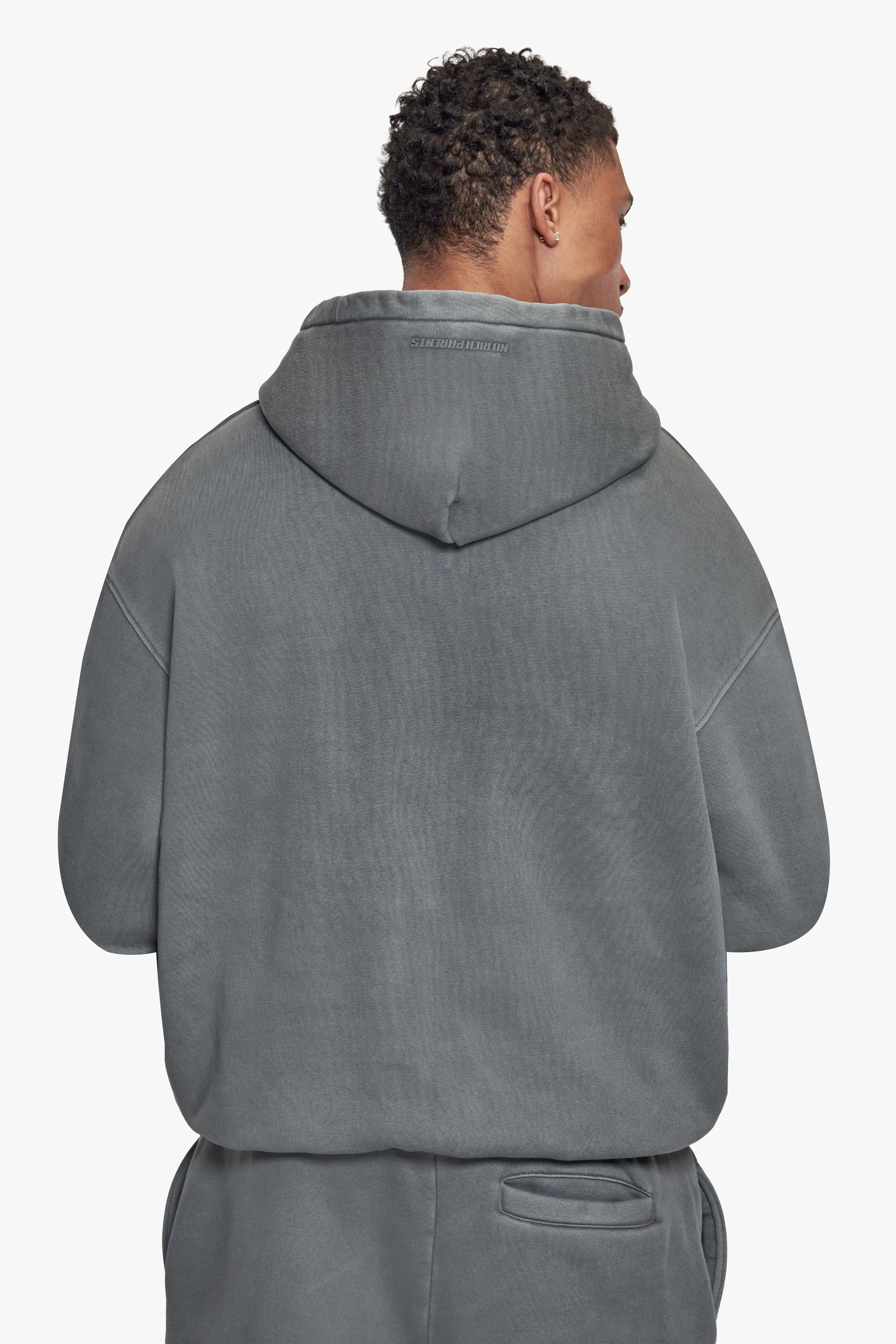 BASIC ZIP  HOODIE ACID WASHED GREY