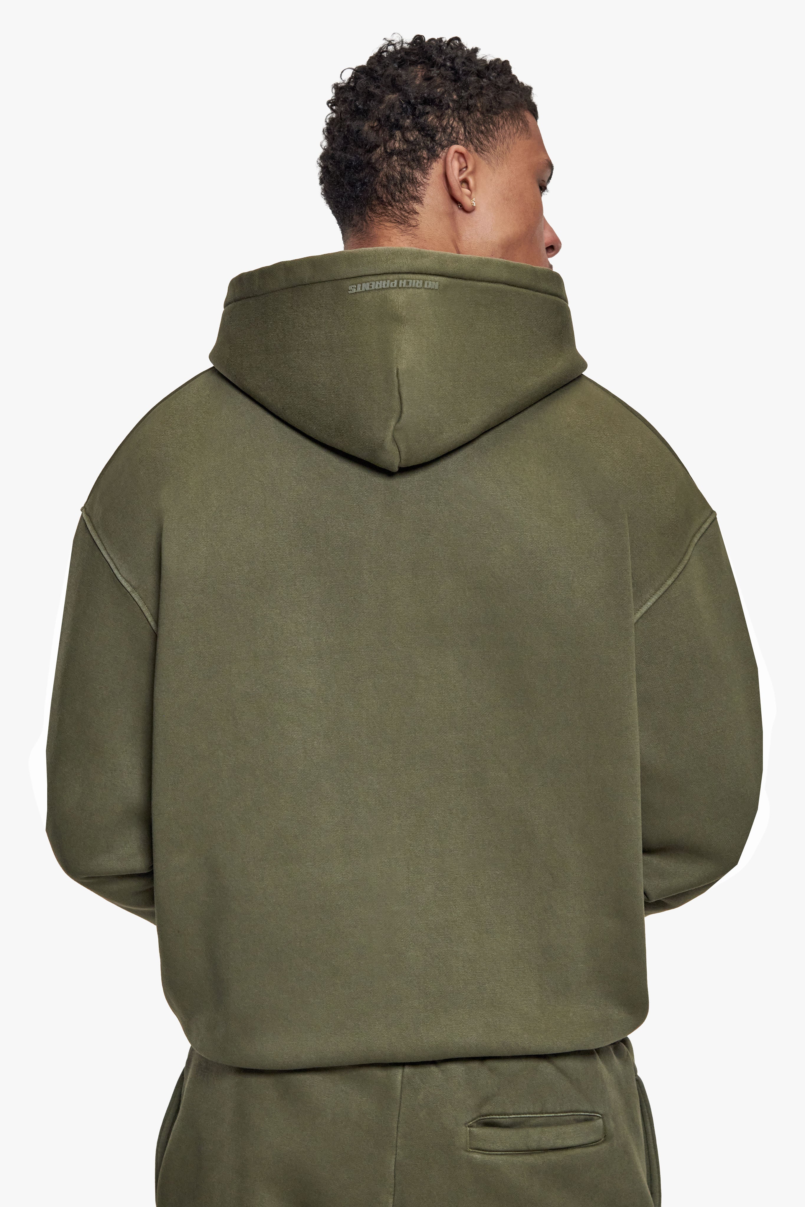 BASIC ZIP  HOODIE ACID WASHED OLIVE