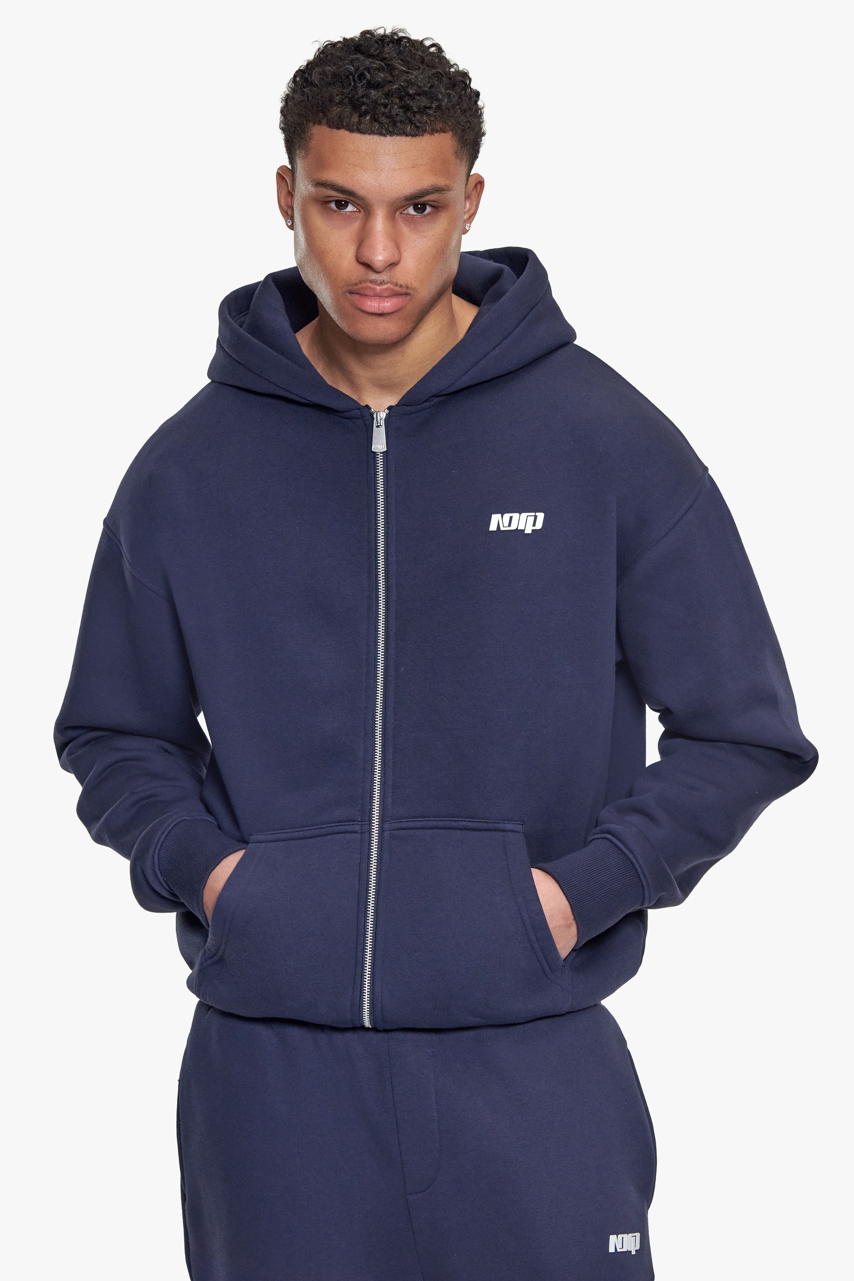 BASIC ZIP  HOODIE SPACE BLUE