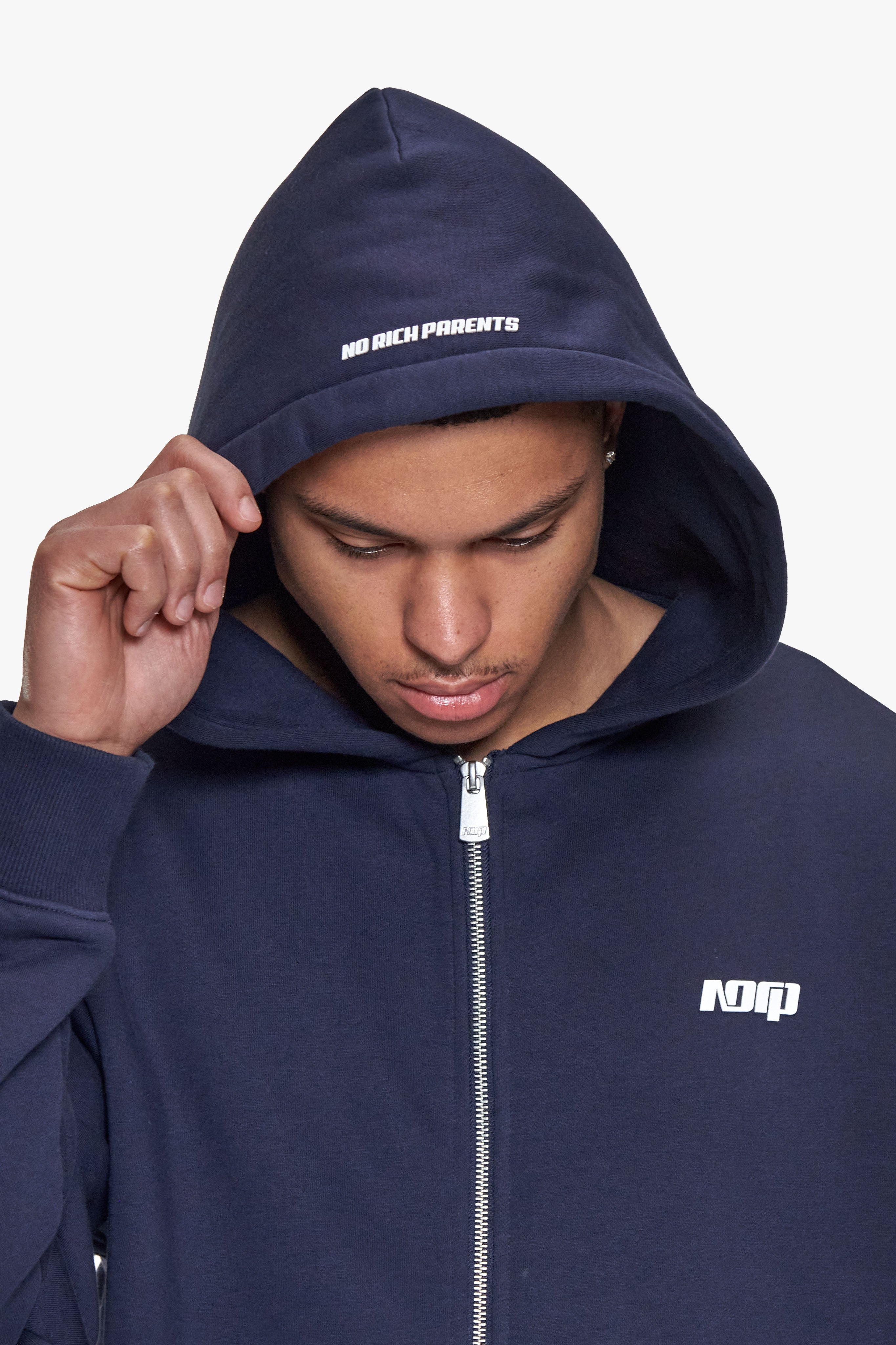 BASIC ZIP  HOODIE SPACE BLUE