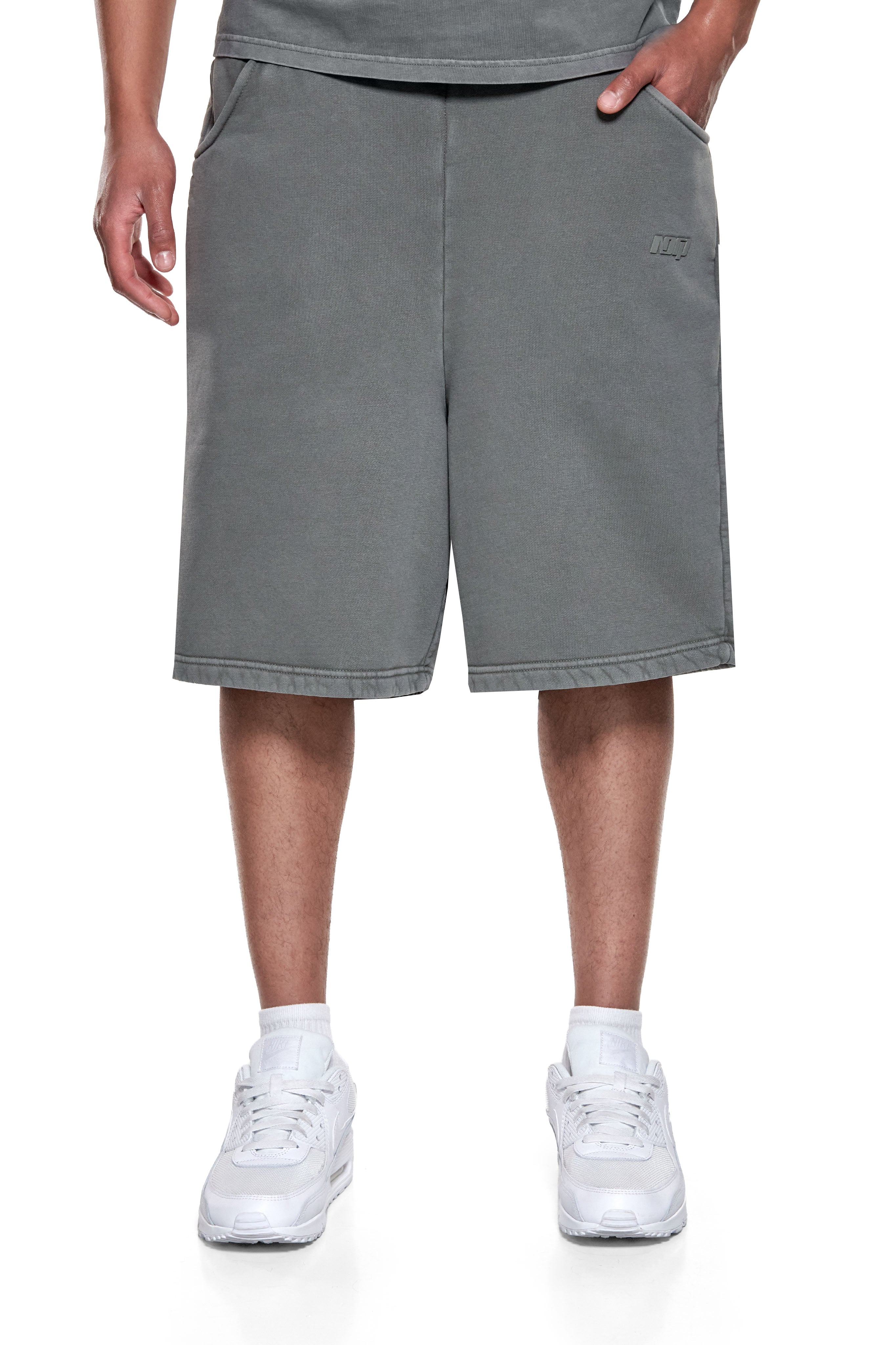 BASIC SWEAT SHORTS ACID WASHED GREY