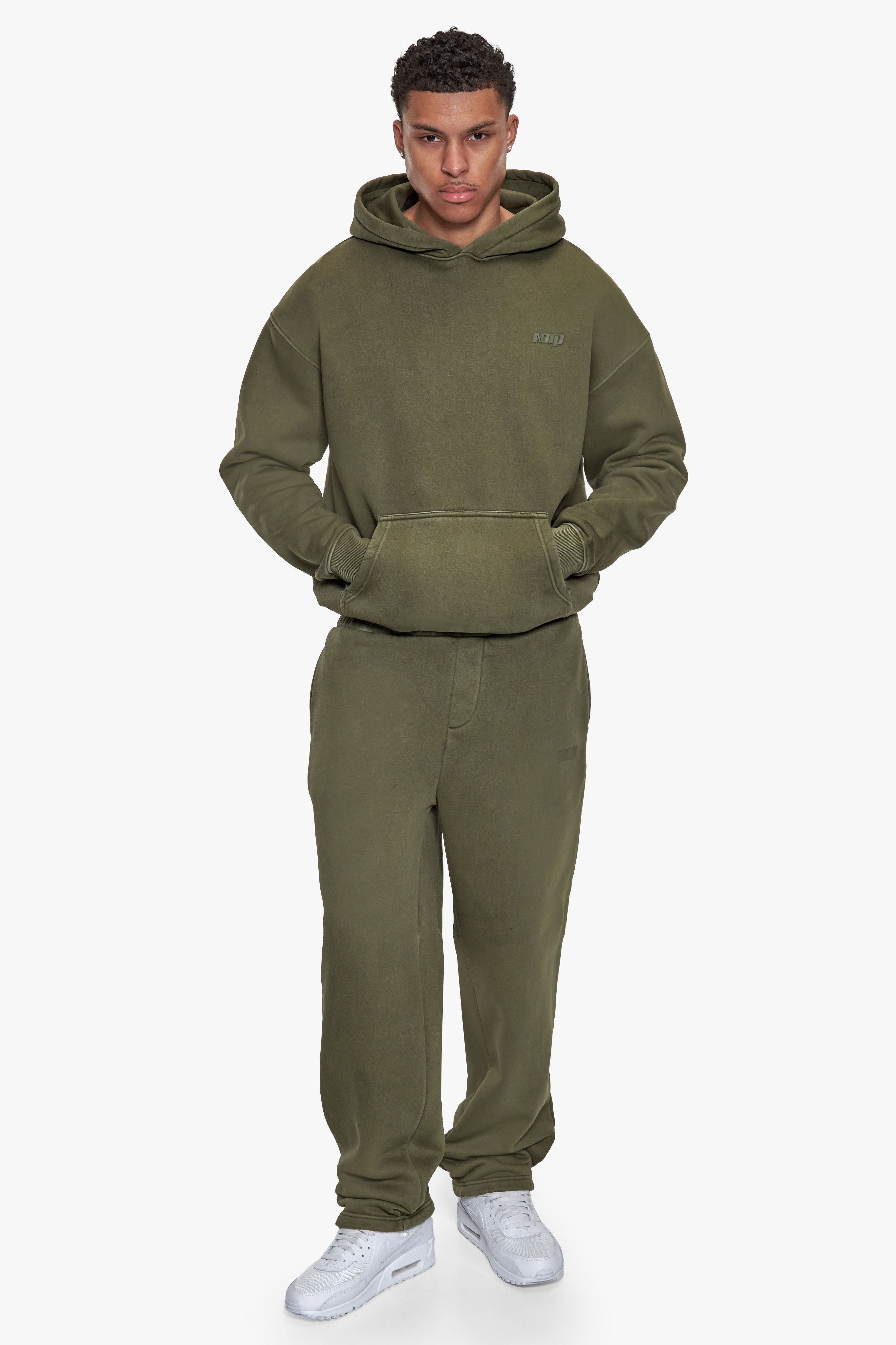 BASIC OPEN LEG JOGGER ACID WASHED OLIVE