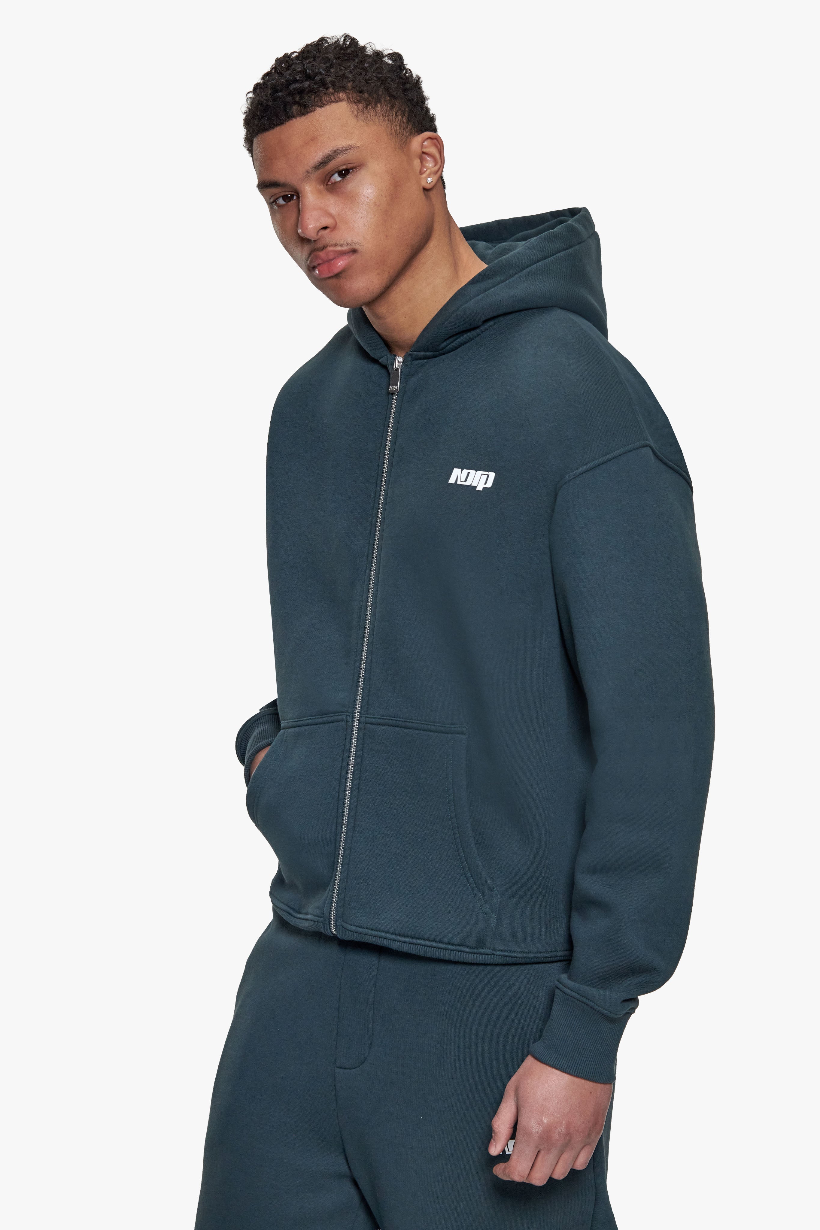 BASIC  ZIP HOODIE MOSS GREEN
